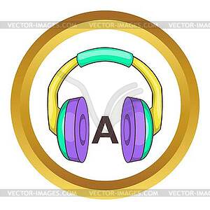 Language learning headphones icon - vector image