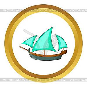 Three sailing wooden ship icon - vector clipart