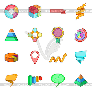 Infographic design icons set, cartoon style - vector image