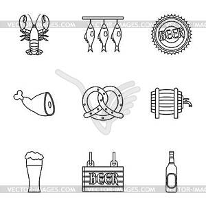 Holiday of beer icons set, outline style - vector clipart