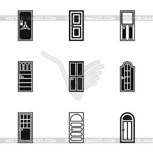 Security doors icons set, simple style - vector clipart