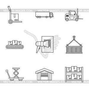 Shipping icons set, outline style - vector clip art