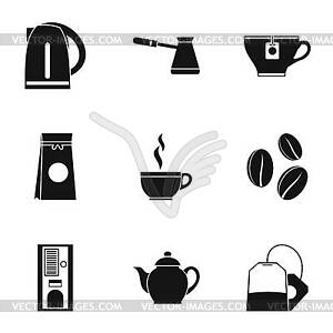 Beverage icons set, simple style - vector clipart