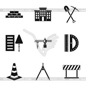 Building tools icons set, simple style - vector image