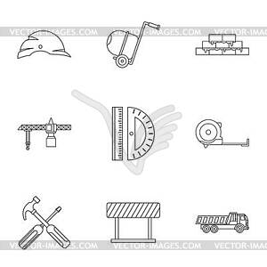 Repair tools icons set, outline style - vector image