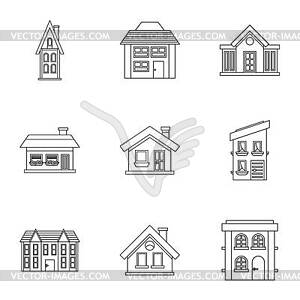 Building icons set, outline style - vector image