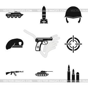 Weapons icons set, simple style - vector image