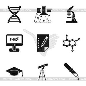 Science education icons set, simple style - vector image