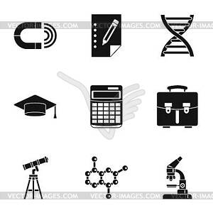 Набор учебных иконок в простом стиле - векторное изображение EPS