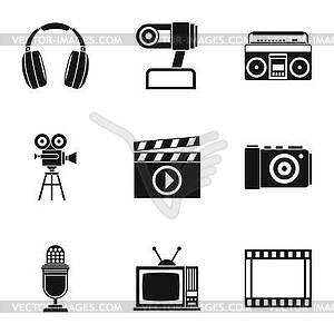 Communication device icons set, simple style - vector clip art