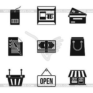 Online shopping icons set, simple style - vector image