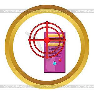 Computer system and red target icon - stock vector clipart