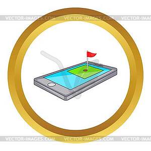 Golf course on phone icon - vector clipart