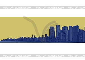 Contour of big city on yellow background - vector image