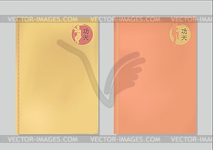 Set of old paper with picture of Kung Fu - vector clipart