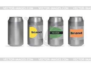 Set of aluminum cans for drinks - vector image