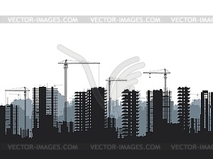 Строящиеся строительные и строительные краны - графика в векторе