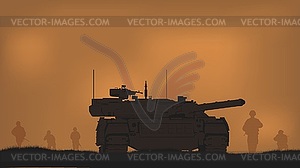 Soldiers on performance of combat mission - vector image