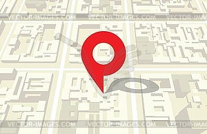 Map of city and sign of location - vector clip art