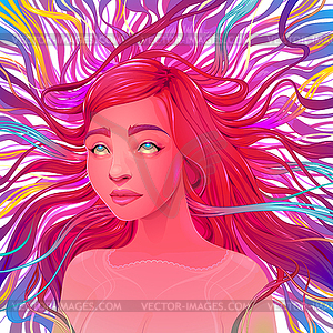 Aesthetic Ecstatic, portrait of beautiful woman - vector clip art