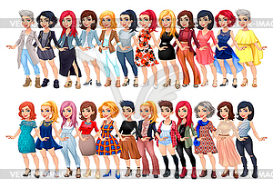 Varied female fashion avatar - vector clipart