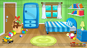 Funny bedroom with toys - vector clipart / vector image