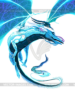 White dragon flying - vector image