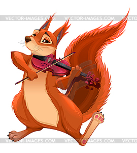 Funny squirrel is playing violin - royalty-free vector clipart