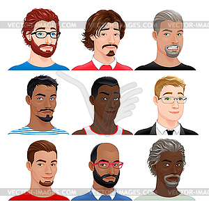 Different male avatars - vector clipart