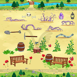 Natural tems for games and app - vector clip art