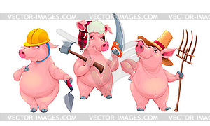 Three little pigs - vector clip art