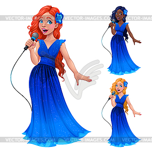 Young singers in different colors - vector image