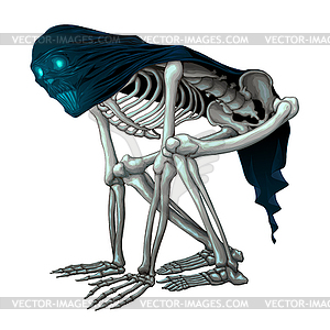 Skeleton monster with veil on skull - vector image