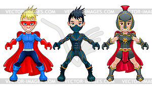 Avatar young superheroes and warriors - vector clipart / vector image