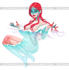 Beautiful woman in water - vector clip art