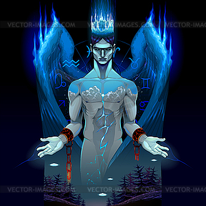 Representation of dark chained angel - vector clipart
