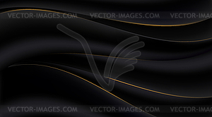 Black gradient abstract golden curve lines - vector clipart