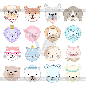 Cute baby animal cartoon character set - vector clipart