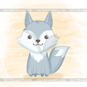 Cute foxy cartoon watercolor background - vector clip art