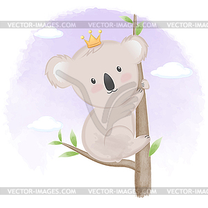 Cute koala animal watercolor background - vector clipart