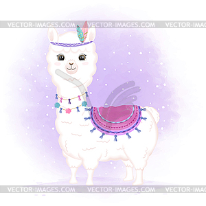 Cute tribal baby Llama animal - vector clip art