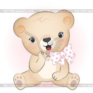 Cute brown bear smiling with happiness - vector clipart