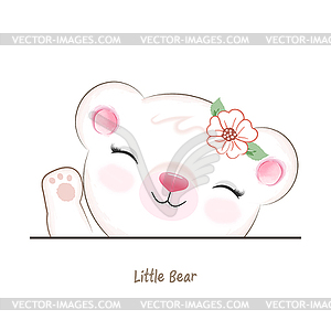 Cute bear waving paw cartoon - royalty-free vector clipart