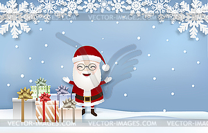 Santa with Snowflake and gift boxes Christmas seaso - vector clipart