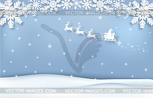 Santa with sleigh and Snowflake Christmas season - vector clip art