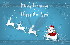 Santa with sleigh and Snowflake Christmas and New - vector clip art