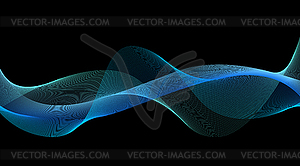 Blue abstract lines and wave on dark - vector clip art