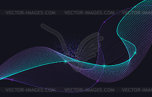 Purple and blue abstract lines and particle on dark - vector image