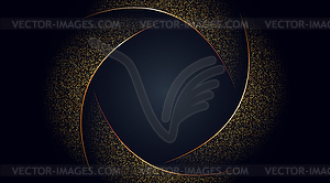 Black abstract swirl with golden glitter halftone b - vector clipart