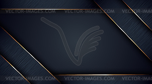 Black abstract layer overlaps with golden line - vector clip art